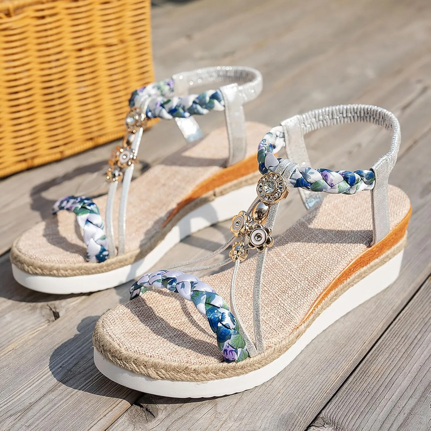 Orthopedic Wedge Sandals for Women 2025 Dressy Summer Bohemian Wide Width Casual Platform Sandal Comfortable Walking Open Toe Slip On Ankle Strap Beach Shoes