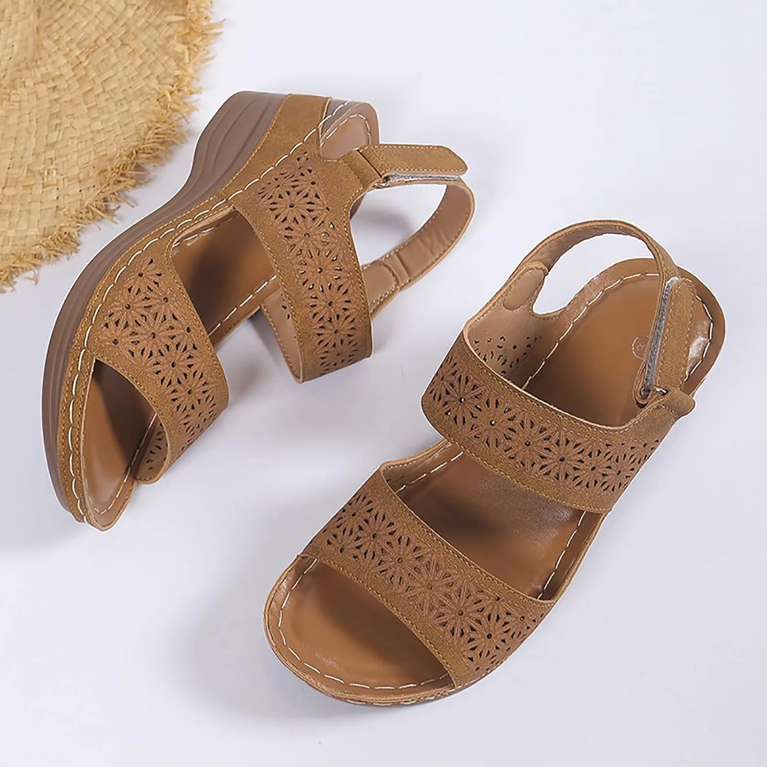 Orthopedic Wedge Sandals for Women Dressy 2025,Summer Platform Casual Dress Women Sandal Strappy Low Wedges Sandals Zipper Summer Beach Comfortable Outdoor Sandals Shoes