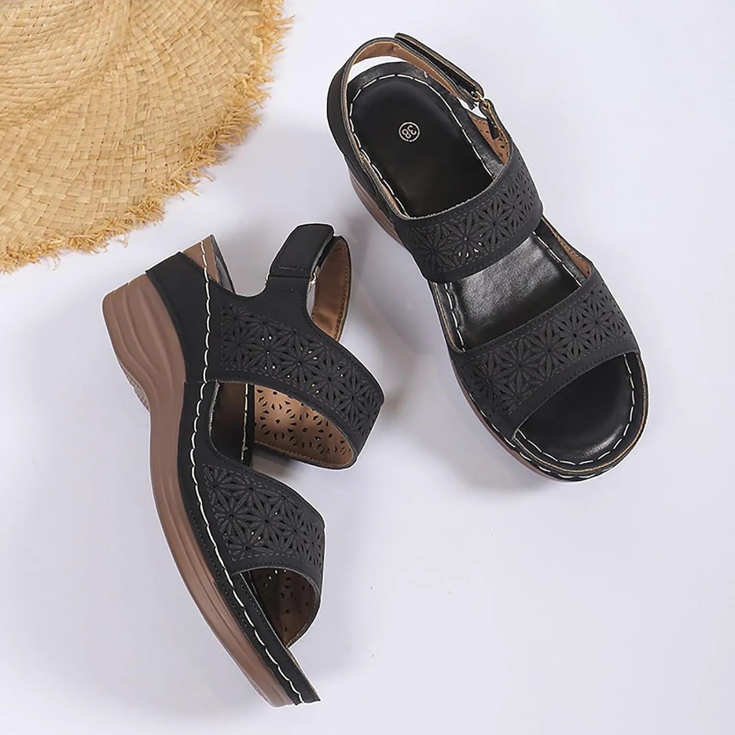 Orthopedic Wedge Sandals for Women Dressy 2025,Summer Platform Casual Dress Women Sandal Strappy Low Wedges Sandals Zipper Summer Beach Comfortable Outdoor Sandals Shoes