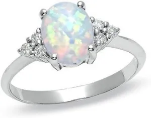 Oval Engagement Ring, Diamond Ring, Natural Opal Diamond Stacking Ring - Genuine Oval Cut Opal - Fashion Jewelry Stone Rings wedding essentials