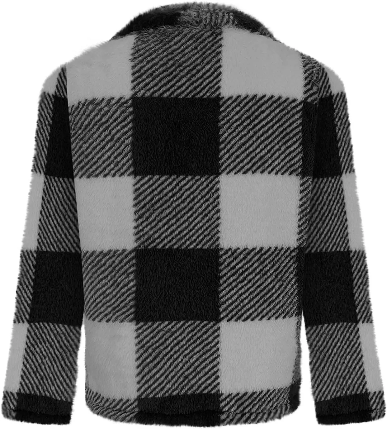 Pea Coats for Women Oversized Fleece Plaid Cardigan Long Sleeve Thermal Winter Jackets Casual Fit Outerwear