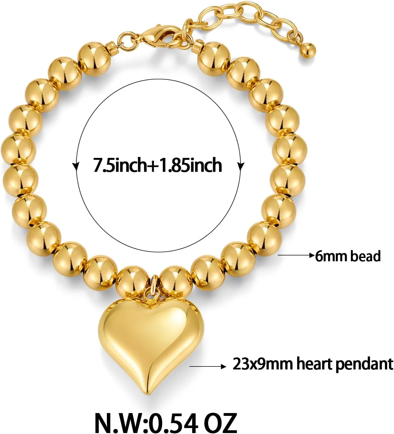 Pearl Bracelets For Women Gold Plated Chain Link Bracelets Bow Heart Charm Bracelets