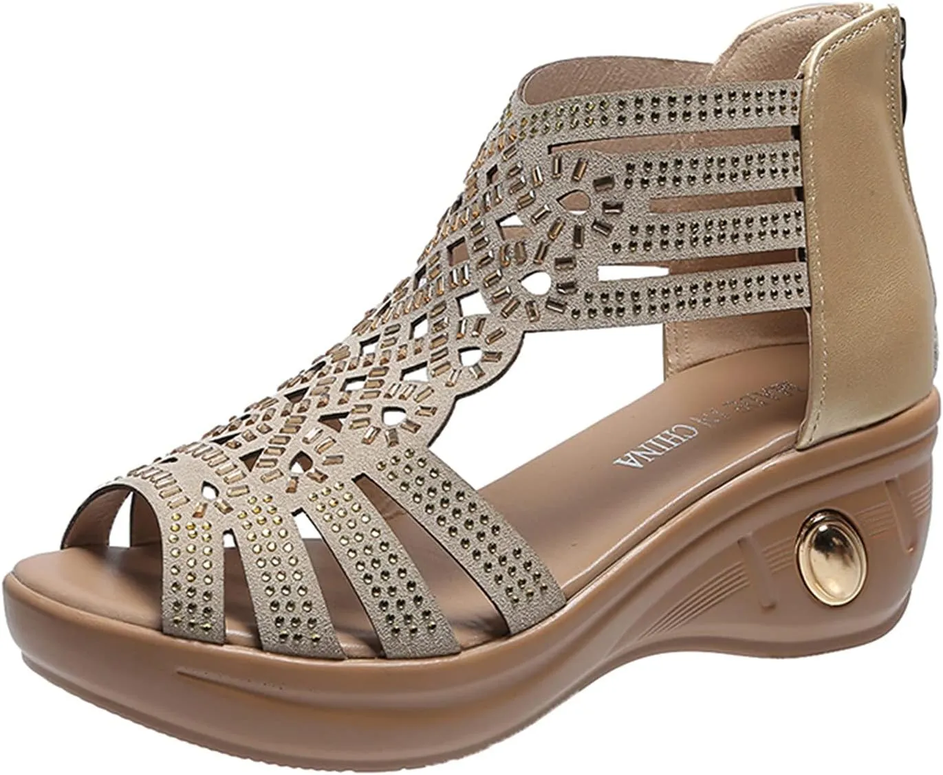 peqiut Casual Sandals Women Platform Arch Support Sandals for Women Crystal Boho Shoes Comfortable Casual Sandals