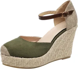 peqiut Casual Sandals Women Wedge Espadrille Sandals for Women Closed Toe Comfortable Beach Sandals Shoes