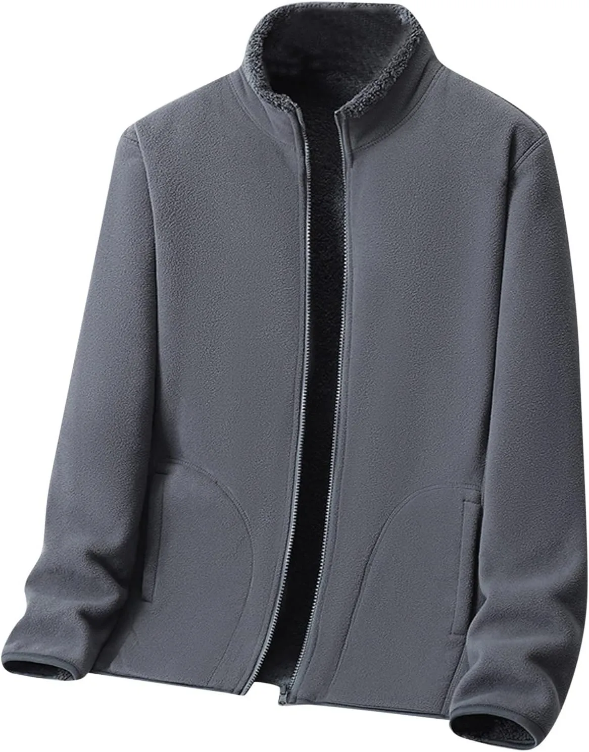 peqiut Mens Jacket Fashion Heat Sweater Solid Color Fleece Hiking Mens Winter Jackets Windbreaker Coats with Pockets Comfort