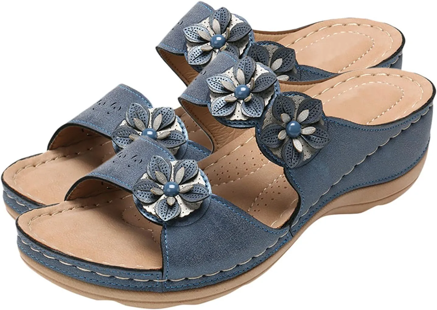 peqiut Sandals Womens Dressy Flat Sandals Non Slip Orthopedic Bohemian Sandals Slip on Sandals for Women Memory Foam