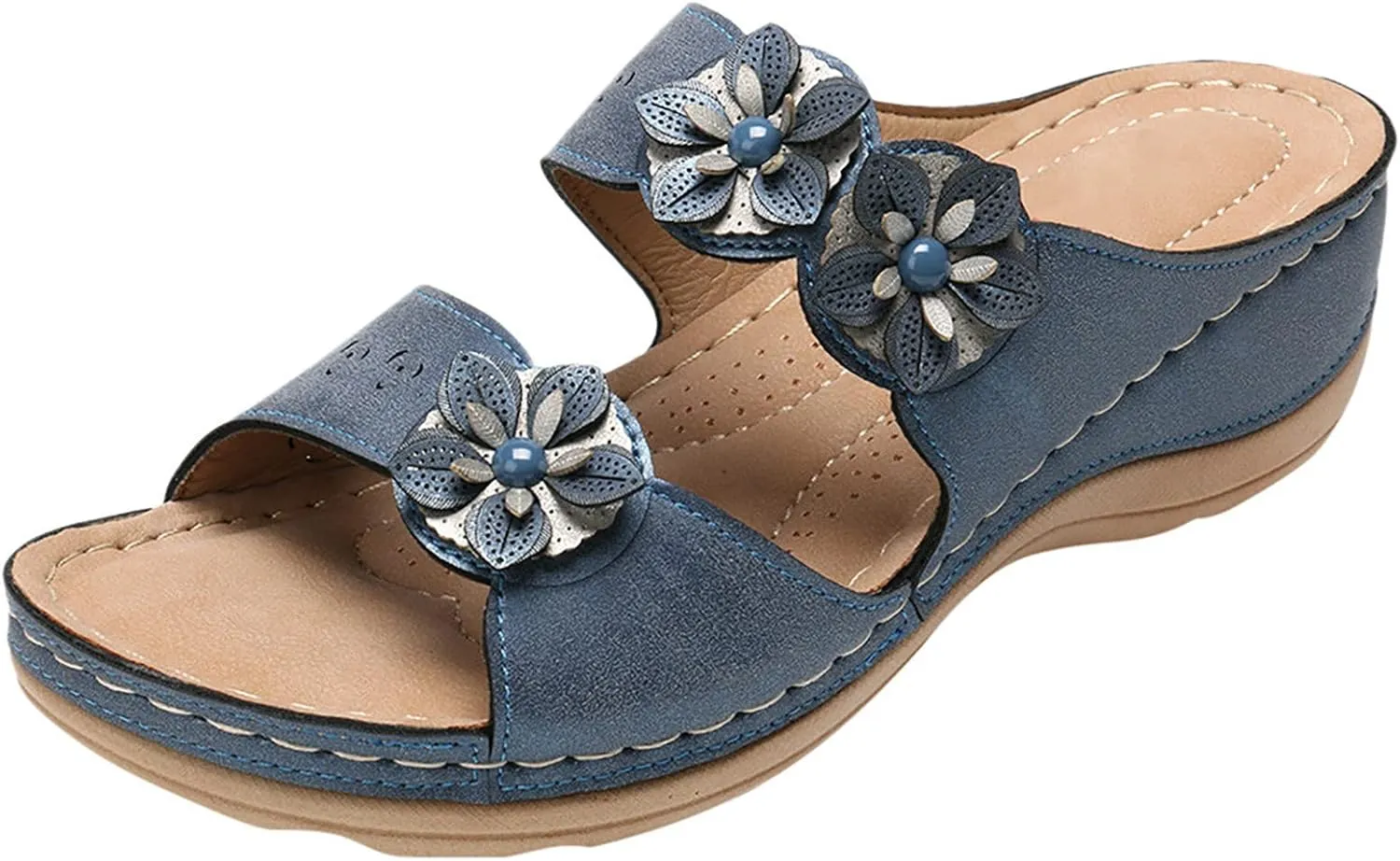 peqiut Sandals Womens Dressy Flat Sandals Non Slip Orthopedic Bohemian Sandals Slip on Sandals for Women Memory Foam