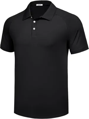 PINSPARK Mens Golf Polo Shirts Performance Quick-Dry Moisture-Wicking Collared Shirts Short Sleeve Buttons Casual Polo Shirts