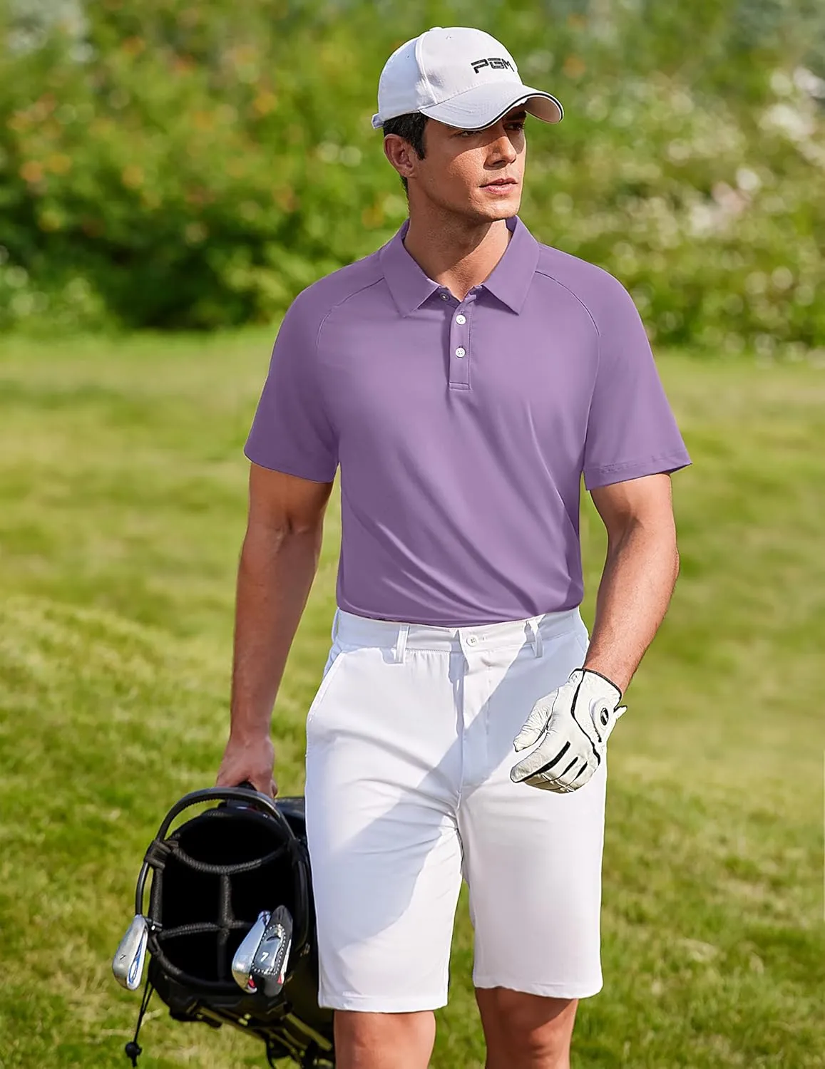 PINSPARK Mens Golf Polo Shirts Performance Quick-Dry Moisture-Wicking Collared Shirts Short Sleeve Buttons Casual Polo Shirts