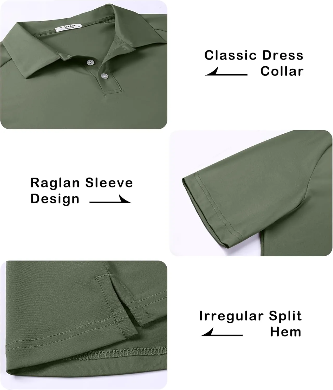 PINSPARK Mens Golf Polo Shirts Performance Quick-Dry Moisture-Wicking Collared Shirts Short Sleeve Buttons Casual Polo Shirts