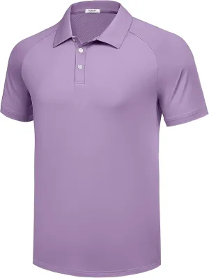 PINSPARK Mens Golf Polo Shirts Performance Quick-Dry Moisture-Wicking Collared Shirts Short Sleeve Buttons Casual Polo Shirts