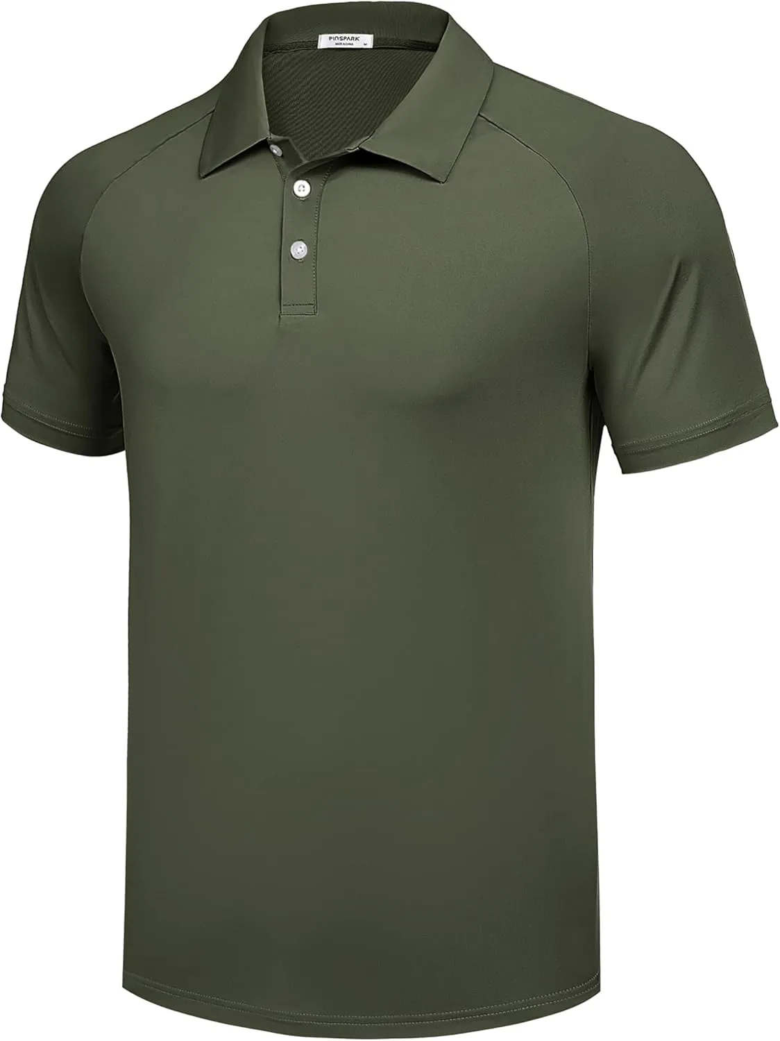 PINSPARK Mens Golf Polo Shirts Performance Quick-Dry Moisture-Wicking Collared Shirts Short Sleeve Buttons Casual Polo Shirts