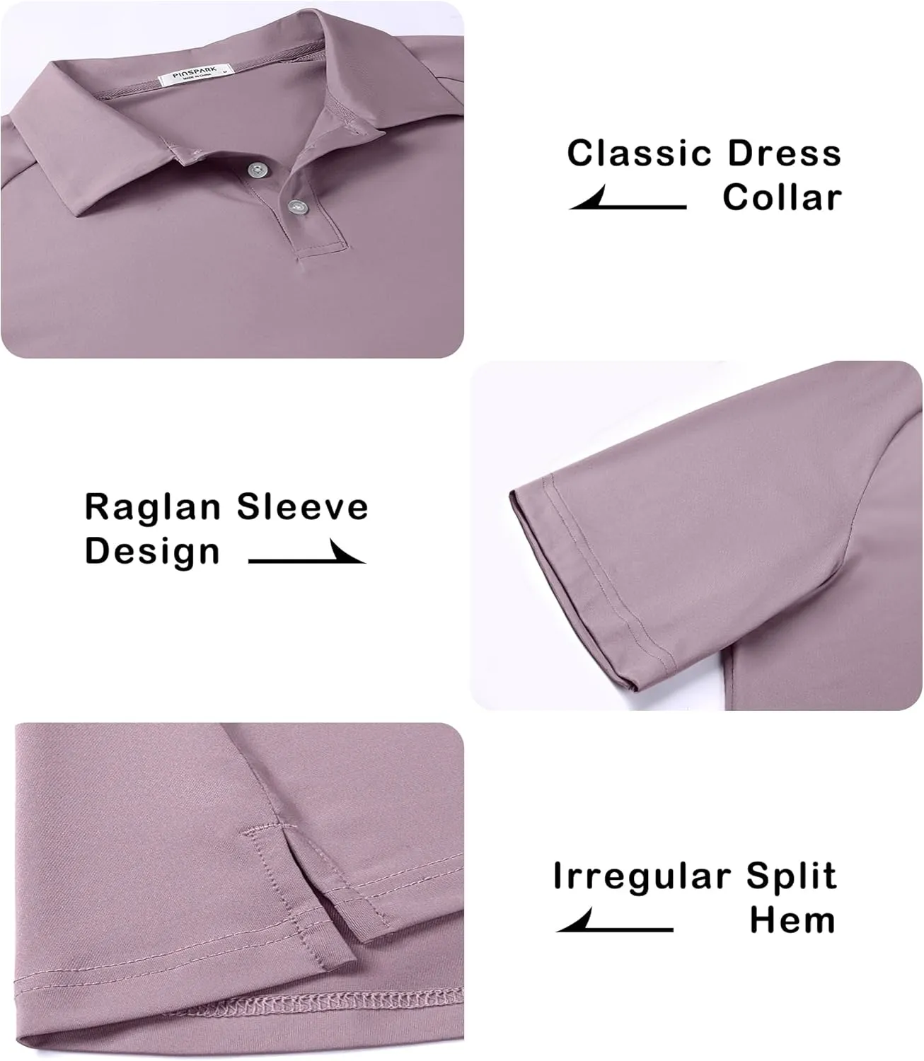 PINSPARK Mens Golf Polo Shirts Performance Quick-Dry Moisture-Wicking Collared Shirts Short Sleeve Buttons Casual Polo Shirts