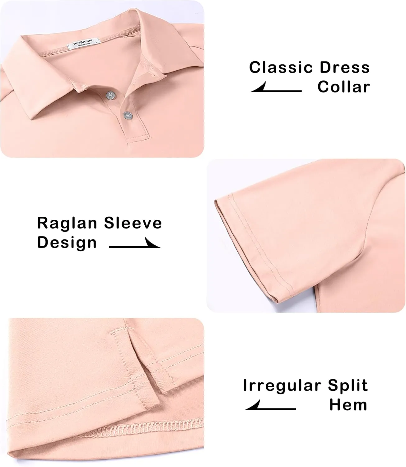 PINSPARK Mens Golf Polo Shirts Performance Quick-Dry Moisture-Wicking Collared Shirts Short Sleeve Buttons Casual Polo Shirts