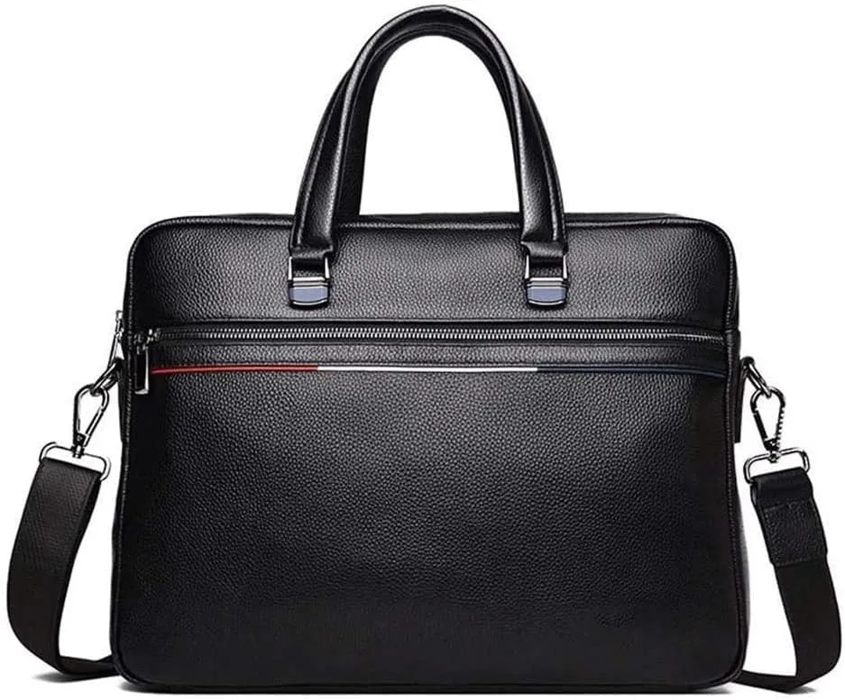 Portable Laptop Bag Business Travel Bags Leather Simple Black Men's Handbag Briefcase Messenger Bag Men