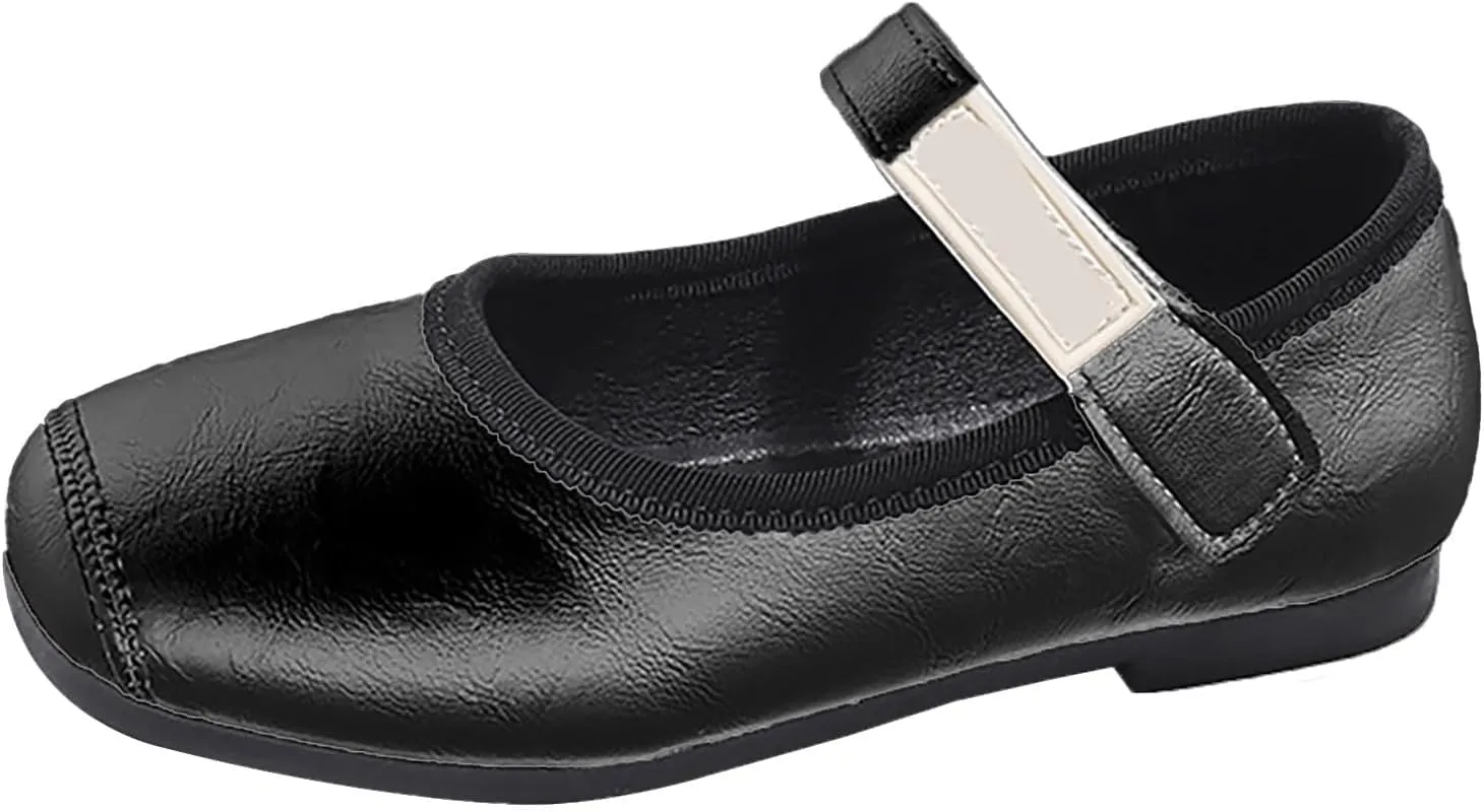 PU Leather Ballet Flat for Girls Wedding Part School niform Mary Jane Shoes Little Kid Baptism Dress Shoes