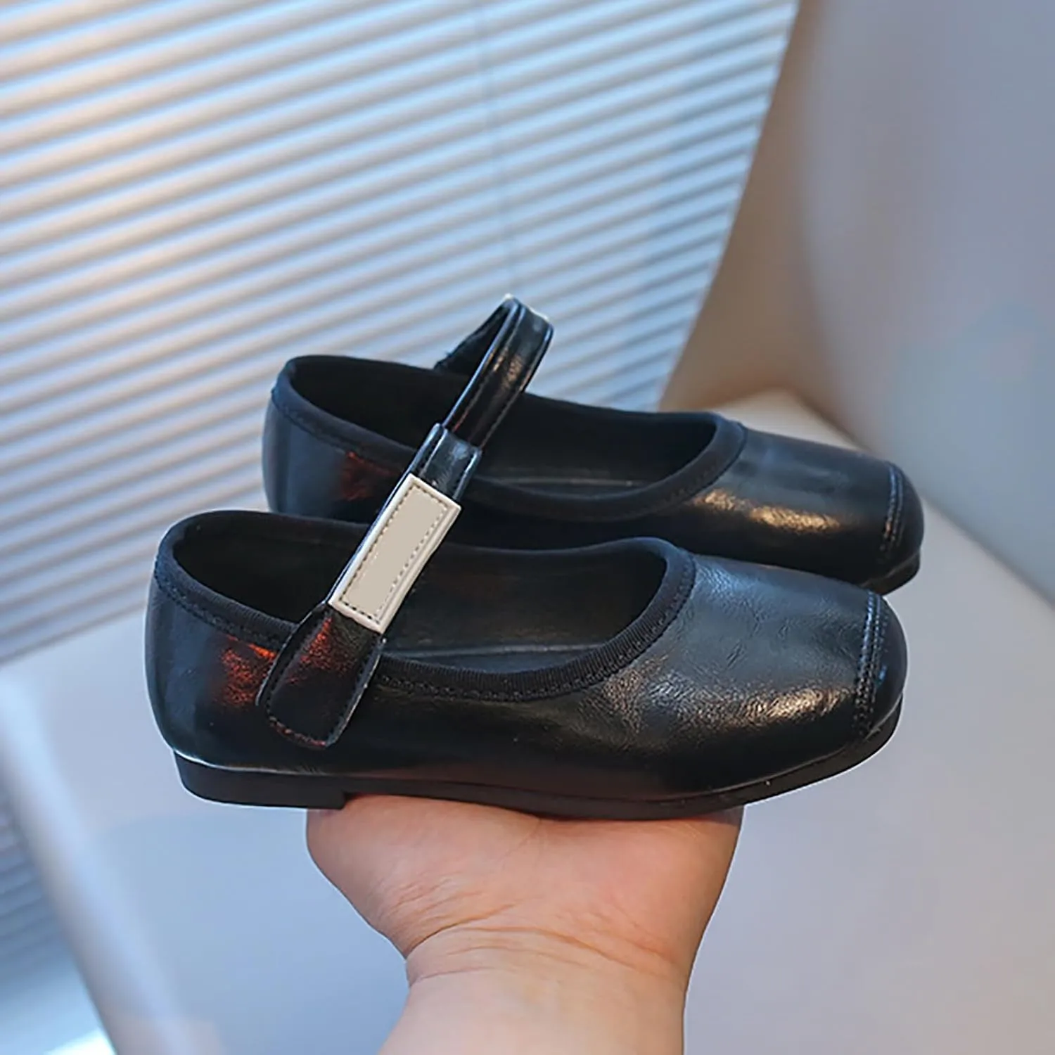 PU Leather Ballet Flat for Girls Wedding Part School niform Mary Jane Shoes Little Kid Baptism Dress Shoes