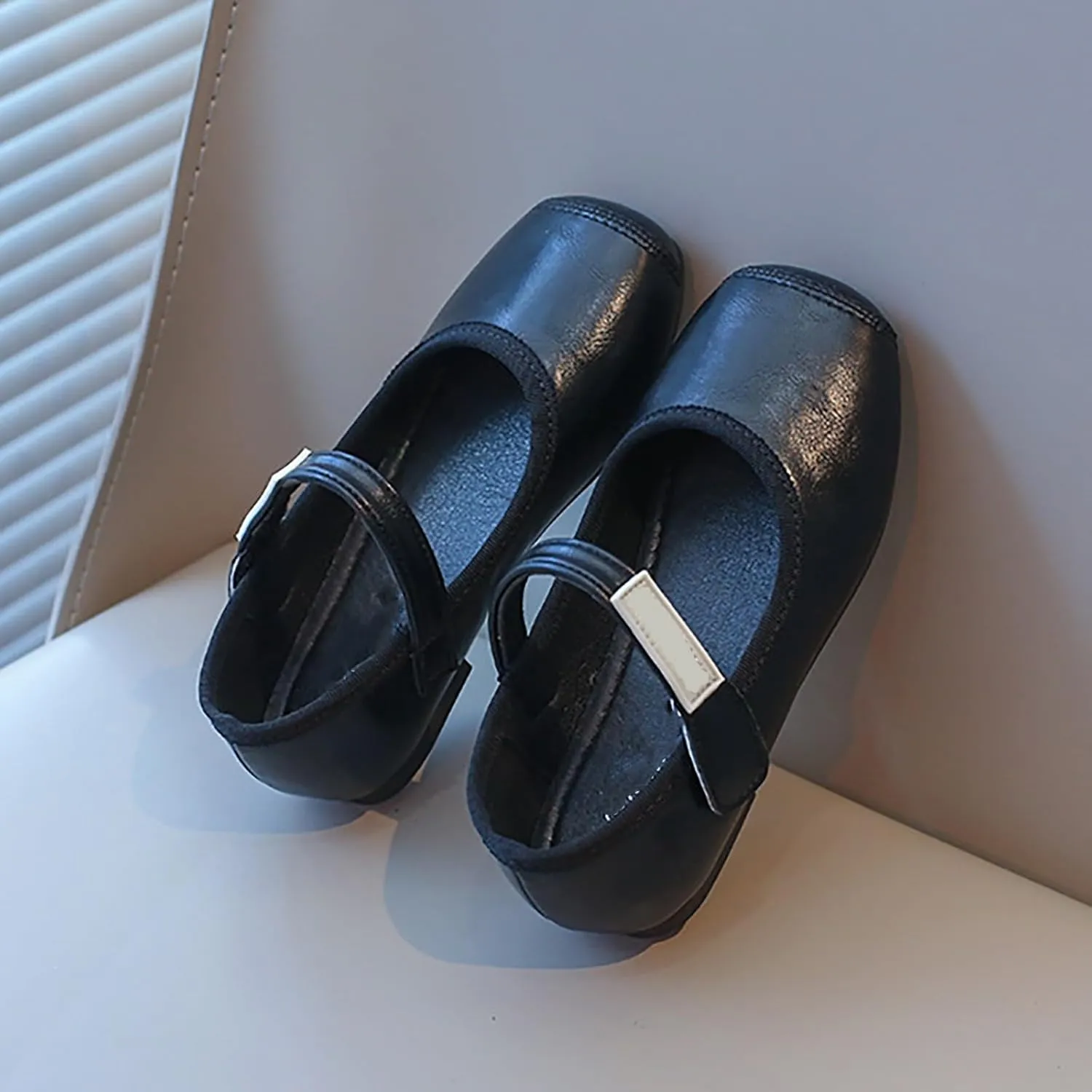 PU Leather Ballet Flat for Girls Wedding Part School niform Mary Jane Shoes Little Kid Baptism Dress Shoes