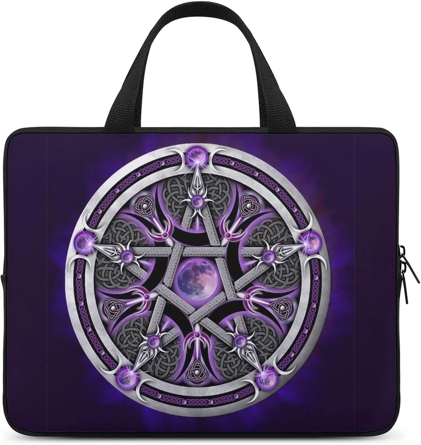 Purple Wicca Wiccan Laptop Sleeve Slim Computer Carrying Case Briefcase Messenger Bag with Handle