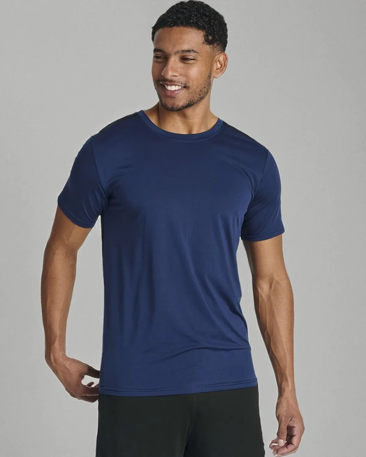Real Essentials 5 Pack: Mens Short Sleeve Dry Fit Active Crew Neck T Shirt - Athletic Running Gym Workout Tee Tops
