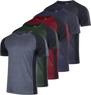 Real Essentials 5 Pack: Mens Short Sleeve Dry Fit Active Crew Neck T Shirt - Athletic Running Gym Workout Tee Tops