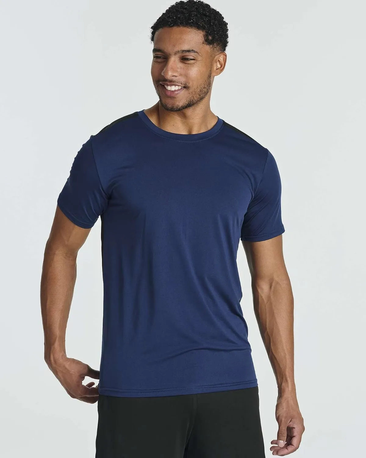 Real Essentials 5 Pack: Mens Short Sleeve Dry Fit Active Crew Neck T Shirt - Athletic Running Gym Workout Tee Tops