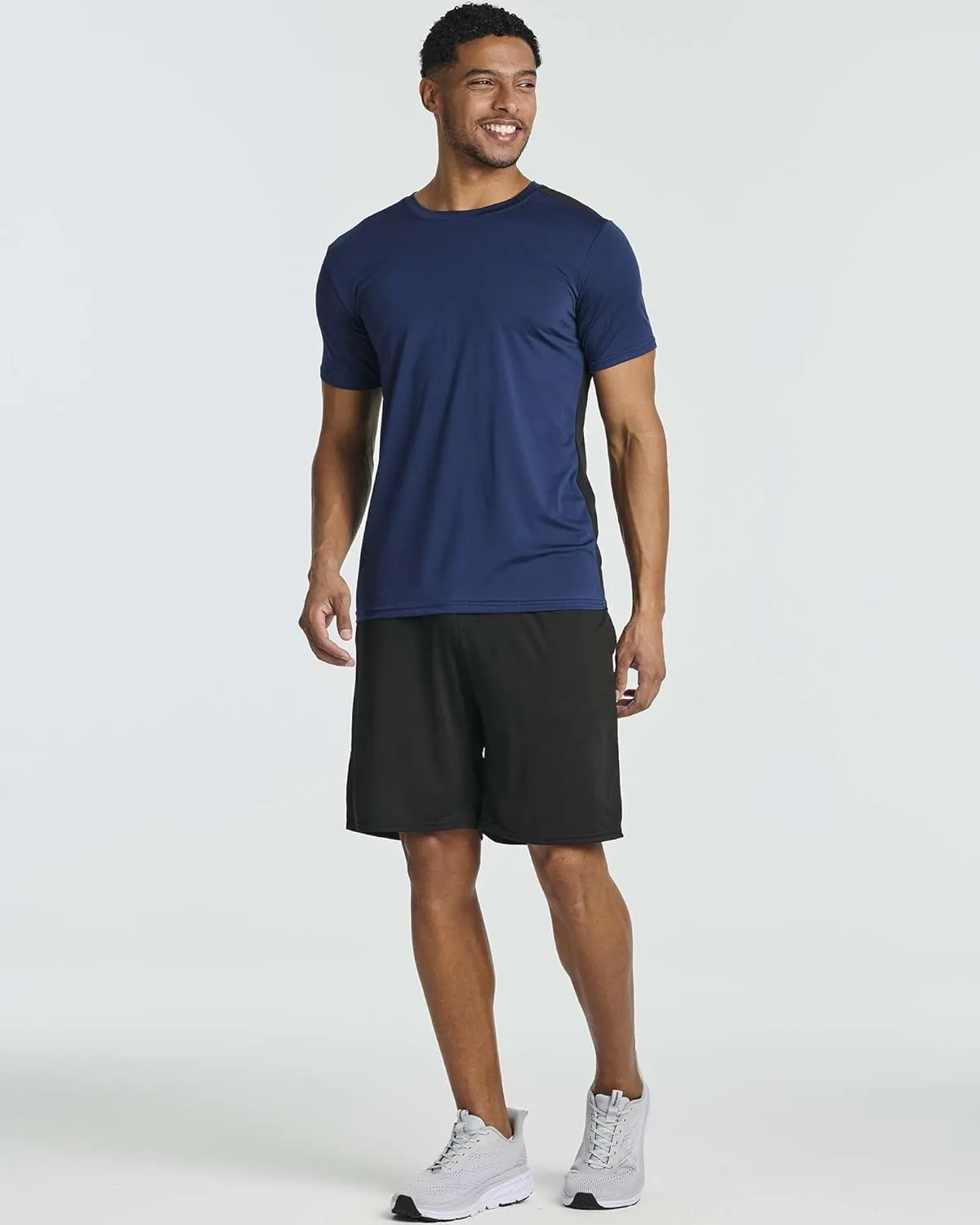 Real Essentials 5 Pack: Mens Short Sleeve Dry Fit Active Crew Neck T Shirt - Athletic Running Gym Workout Tee Tops