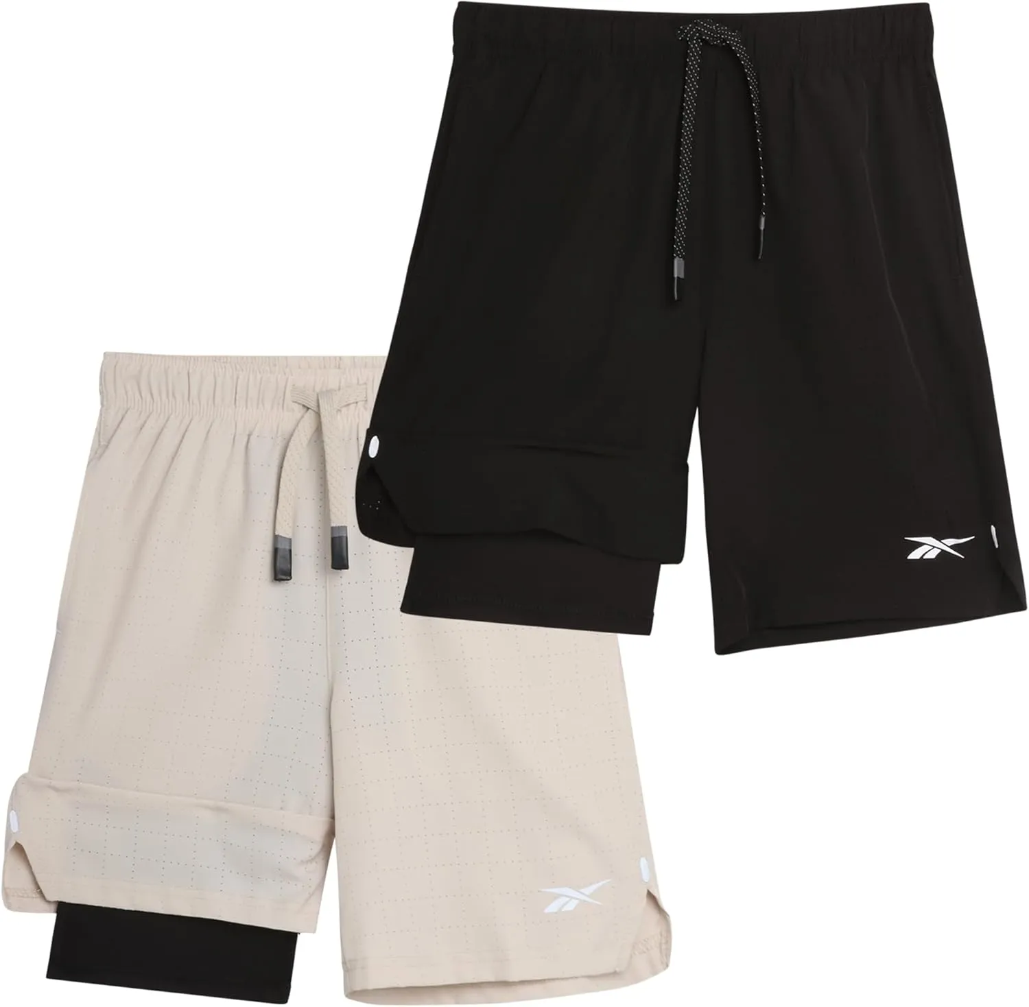Reebok Boys Athletic Shorts 2 Pack  2-in-1 Boys Basketball Shorts with Compression Liner  Quick Dry Running Shorts