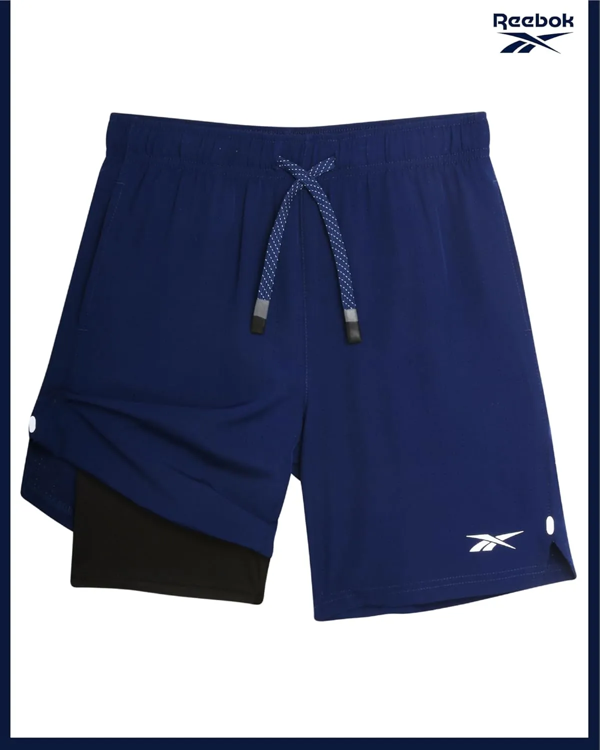 Reebok Boys Athletic Shorts 2 Pack  2-in-1 Boys Basketball Shorts with Compression Liner  Quick Dry Running Shorts