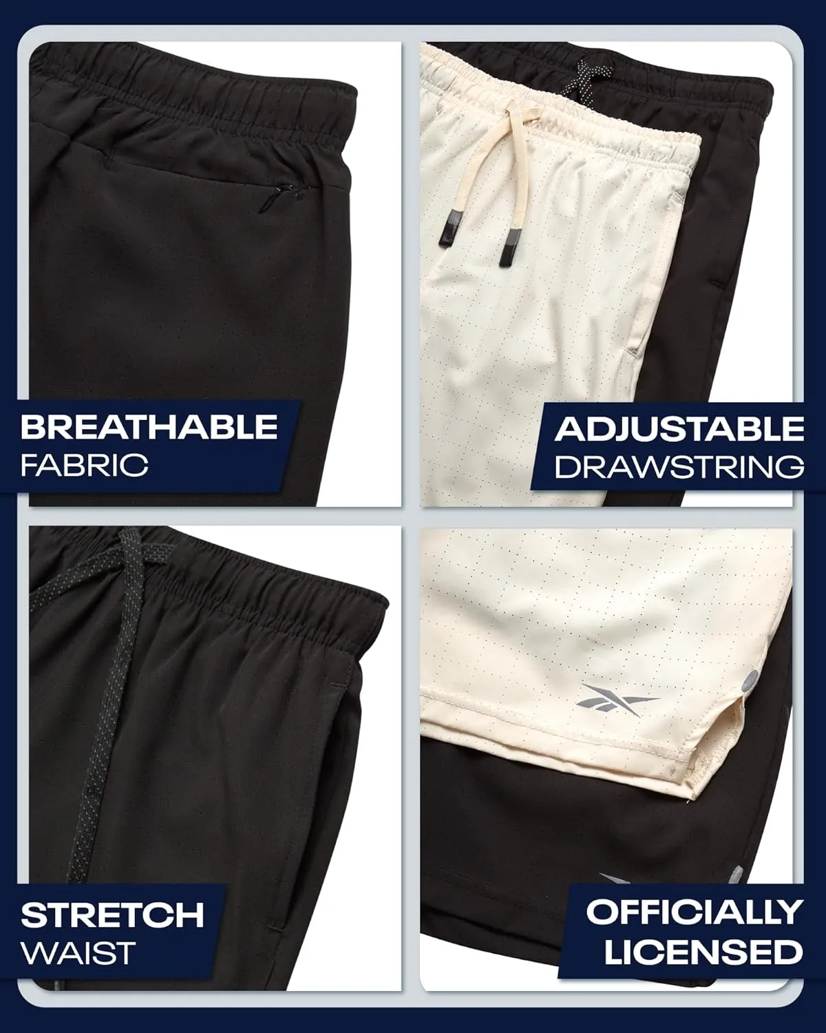 Reebok Boys Athletic Shorts 2 Pack  2-in-1 Boys Basketball Shorts with Compression Liner  Quick Dry Running Shorts