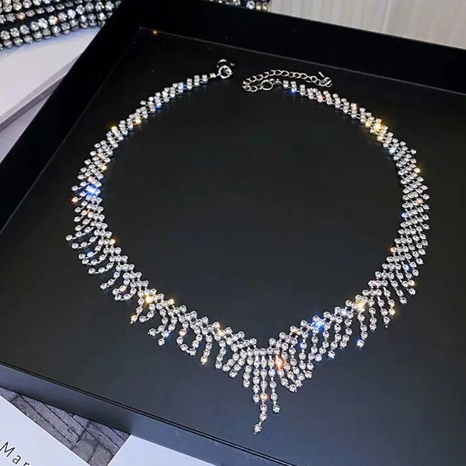 Rhinestone Necklaces for Women Trendy Butterfly Collarbone Necklaces Pearl Charms Necklace Heart Tassel Necklace Jewelry Gifts