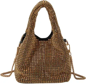 Rhinestone Purse Sparkly Bucket Bag Diamond Purses for Women Evening Prom Rhinestone Handbag Hobo Bag Wedding Gold