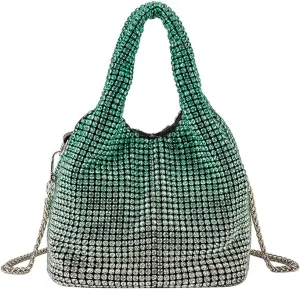 Rhinestone Purse Sparkly Bucket Bag Diamond Purses for Women Evening Prom Rhinestone Handbag Hobo Bag Wedding Gradient Green