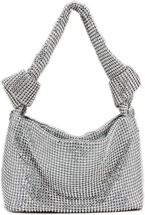 Rhinestone Purses for Women Sparkly Evening Handbag Bling Hobo Bag Eveningbag silver Clutch Purse for Party Wedding