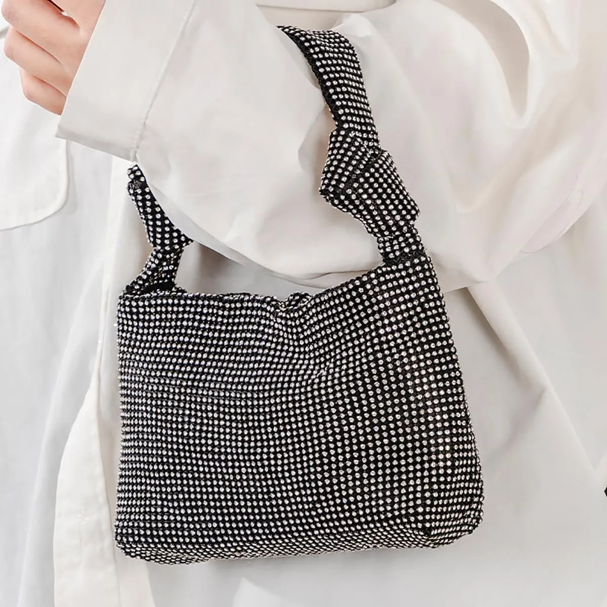 Rhinestone Purses for Women Sparkly Evening Handbag Bling Hobo Bag Eveningbag silver Clutch Purse for Party Wedding