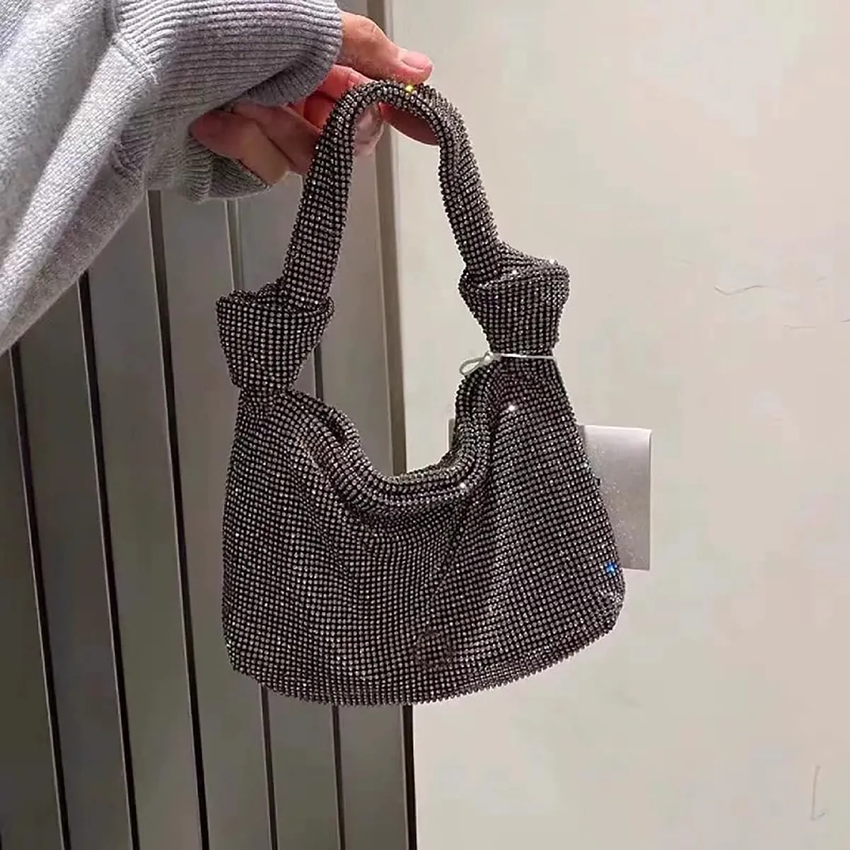 Rhinestone Purses for Women Sparkly Evening Handbag Bling Hobo Bag Eveningbag silver Clutch Purse for Party Wedding