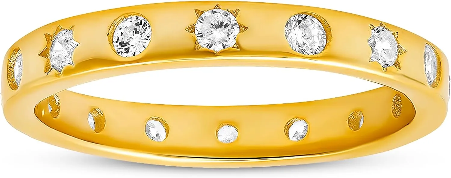 Rings for Women Sterling Silver Cubic Zirconia Ring | Engagement Ring, Wedding Rings for Women | 14k Gold Rings & Wedding Bands for Women | 925 Sterling Silver Moissanite Rings for Women