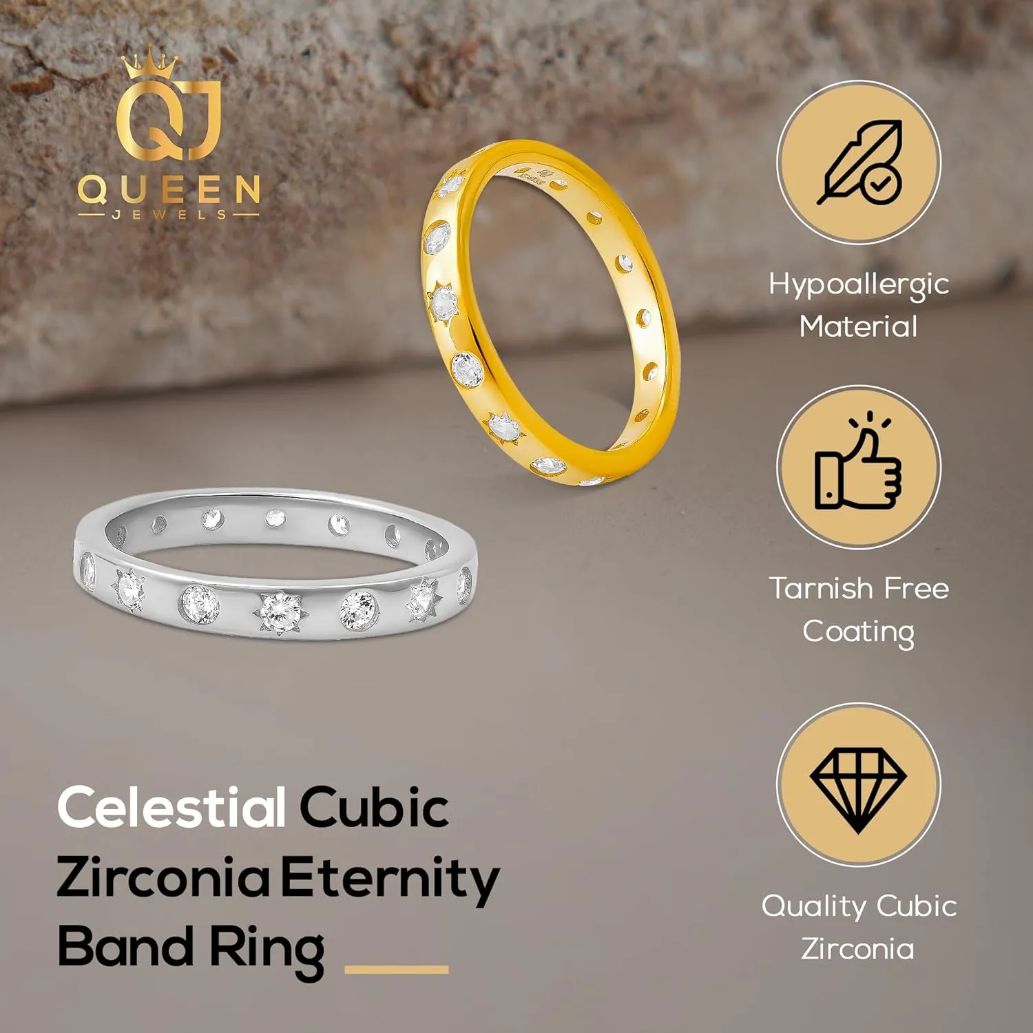 Rings for Women Sterling Silver Cubic Zirconia Ring | Engagement Ring, Wedding Rings for Women | 14k Gold Rings & Wedding Bands for Women | 925 Sterling Silver Moissanite Rings for Women
