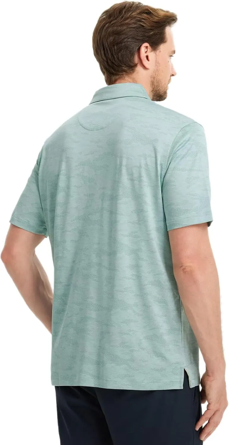 Rouen Polo Shirts for Men Moisture Wicking Quick Dry Lightweight Jacquard Performance Polo Shirts Casual Collared Golf Shirts