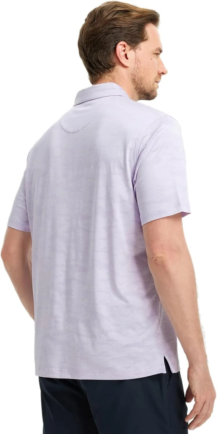 Rouen Polo Shirts for Men Moisture Wicking Quick Dry Lightweight Jacquard Performance Polo Shirts Casual Collared Golf Shirts