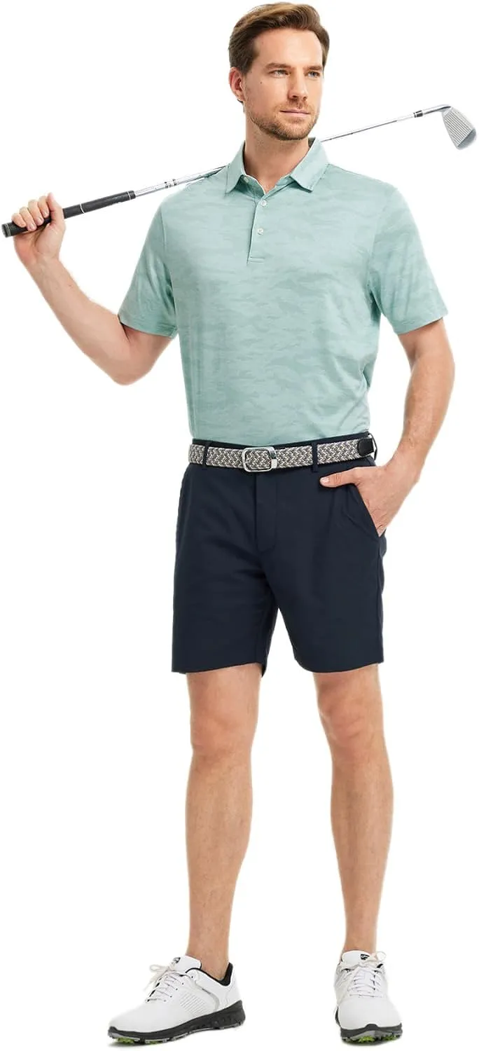 Rouen Polo Shirts for Men Moisture Wicking Quick Dry Lightweight Jacquard Performance Polo Shirts Casual Collared Golf Shirts