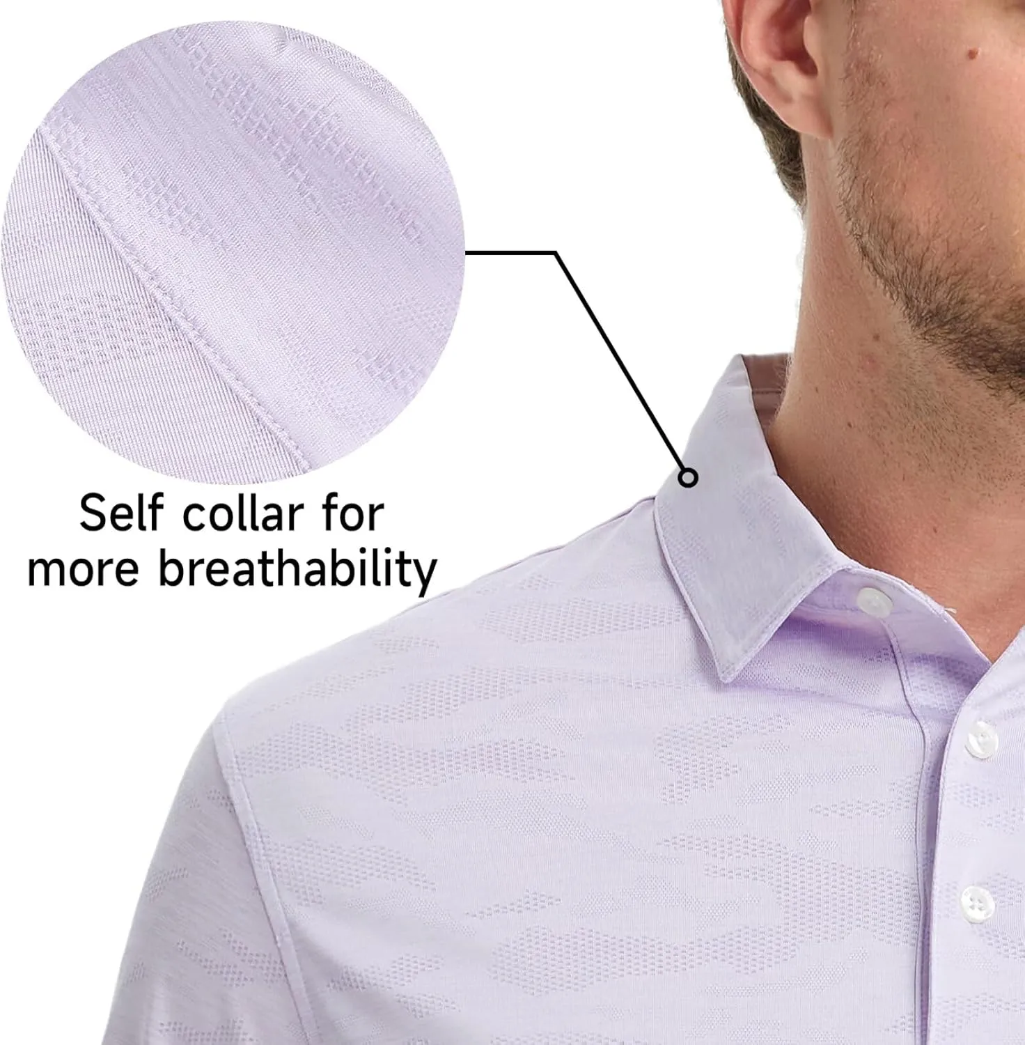 Rouen Polo Shirts for Men Moisture Wicking Quick Dry Lightweight Jacquard Performance Polo Shirts Casual Collared Golf Shirts
