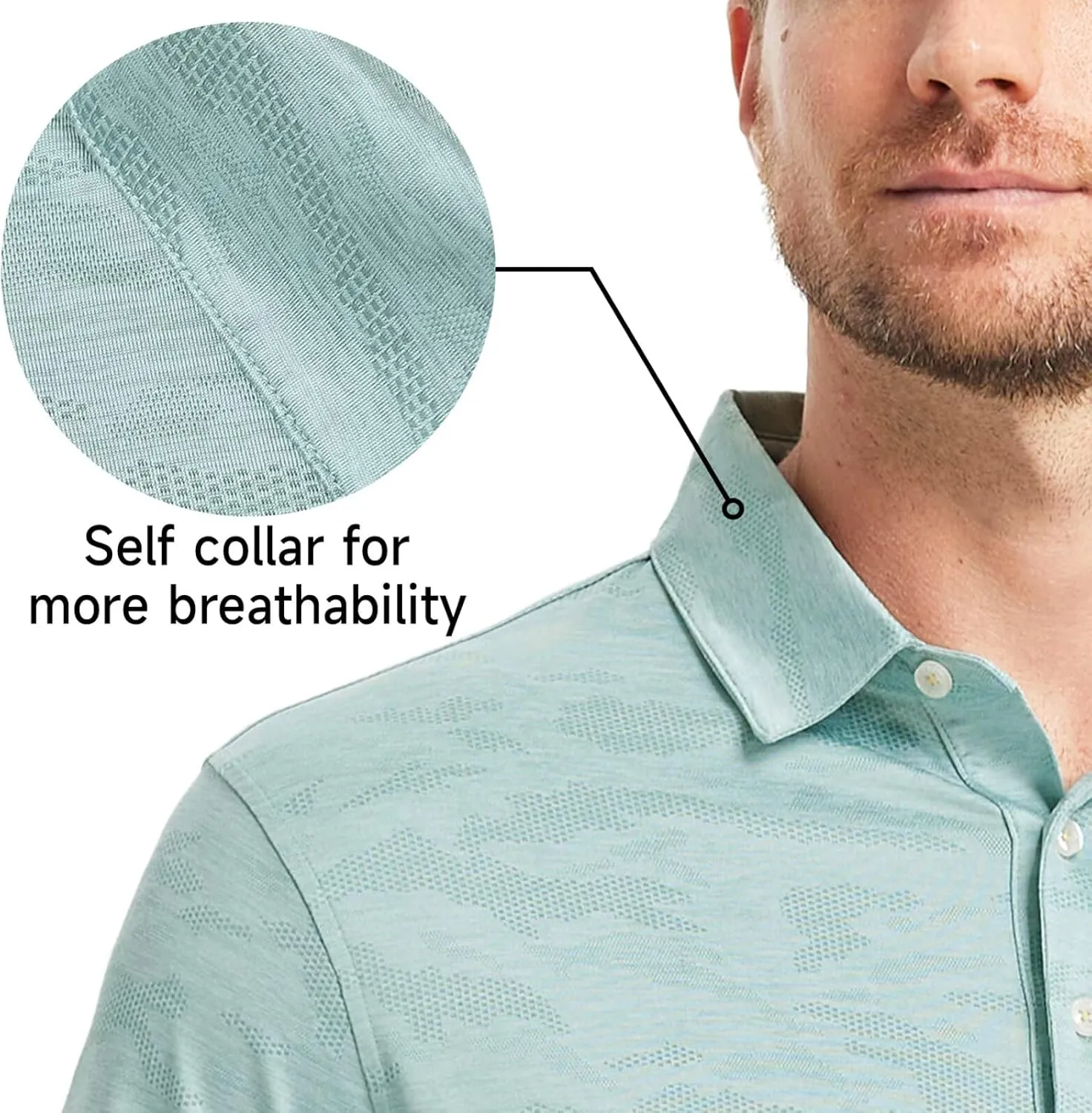 Rouen Polo Shirts for Men Moisture Wicking Quick Dry Lightweight Jacquard Performance Polo Shirts Casual Collared Golf Shirts