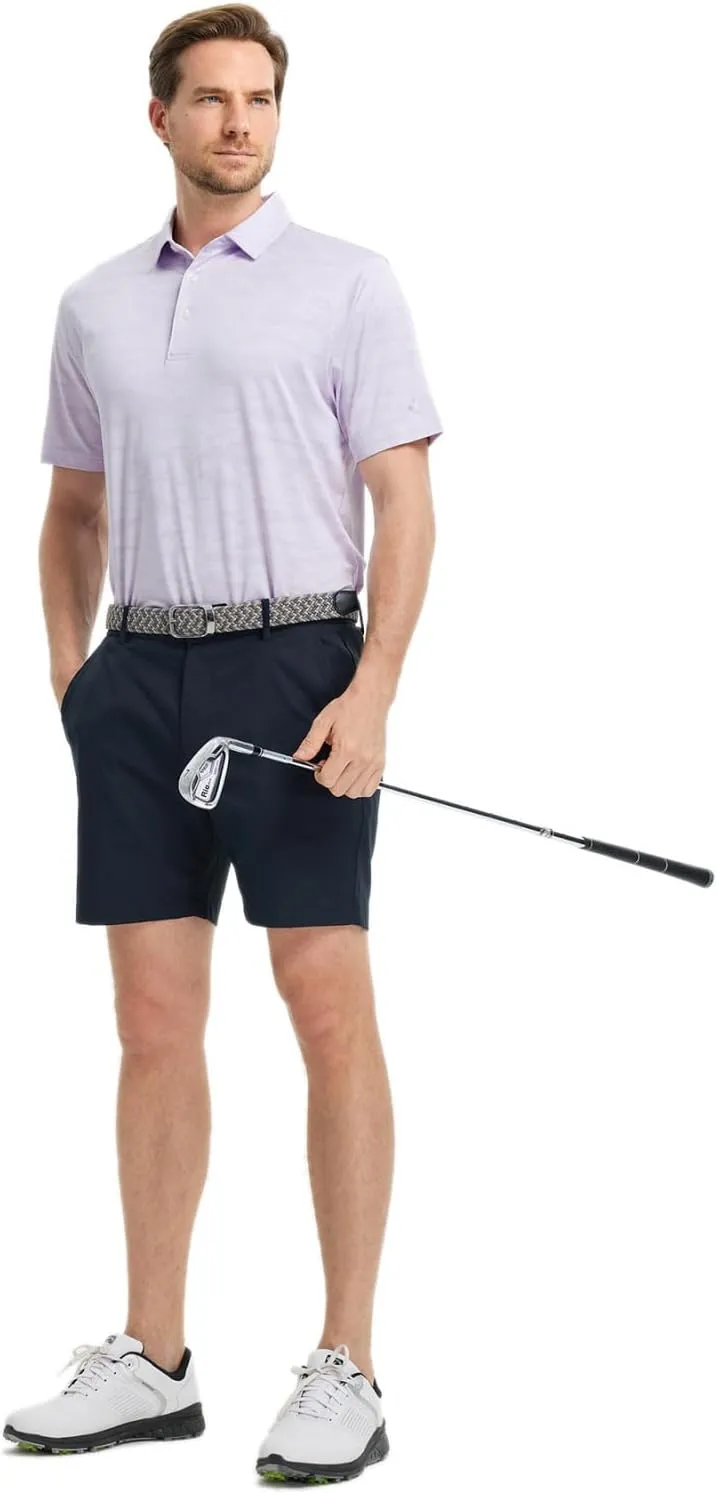 Rouen Polo Shirts for Men Moisture Wicking Quick Dry Lightweight Jacquard Performance Polo Shirts Casual Collared Golf Shirts