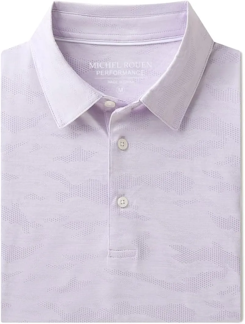 Rouen Polo Shirts for Men Moisture Wicking Quick Dry Lightweight Jacquard Performance Polo Shirts Casual Collared Golf Shirts