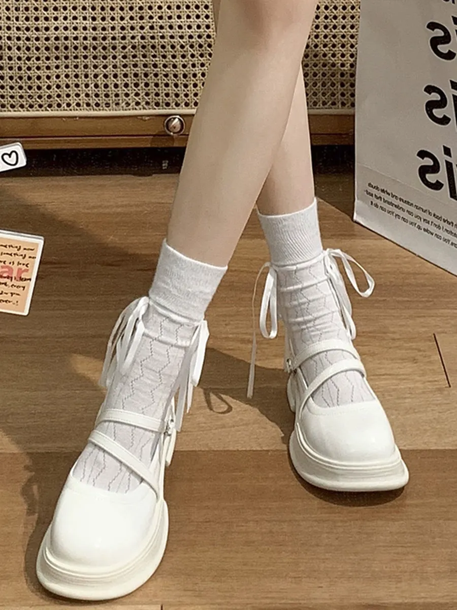 Round Toe Chunky Heeled Ankle Straps Pumps