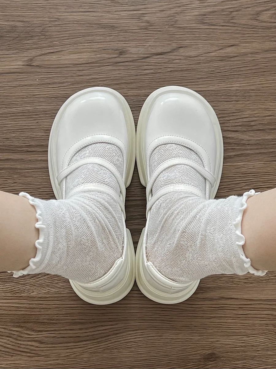 Round Toe Chunky Heeled Ankle Straps Pumps