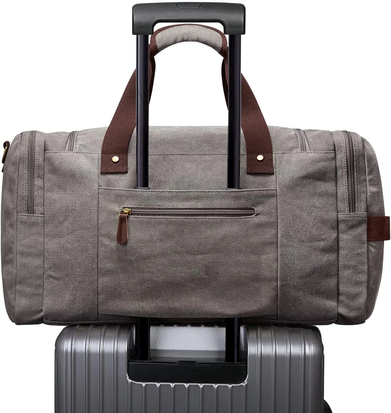 S-ZONE Canvas Duffel Bag for Travel 45L Weekender Overnight Travel Bags with Shoes Compartment for Men