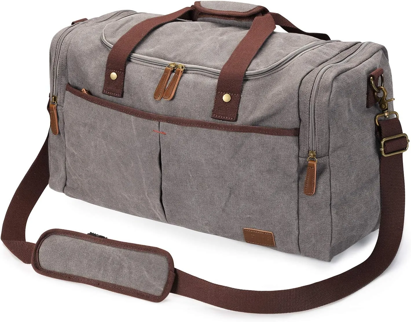 S-ZONE Canvas Duffel Bag for Travel 45L Weekender Overnight Travel Bags with Shoes Compartment for Men