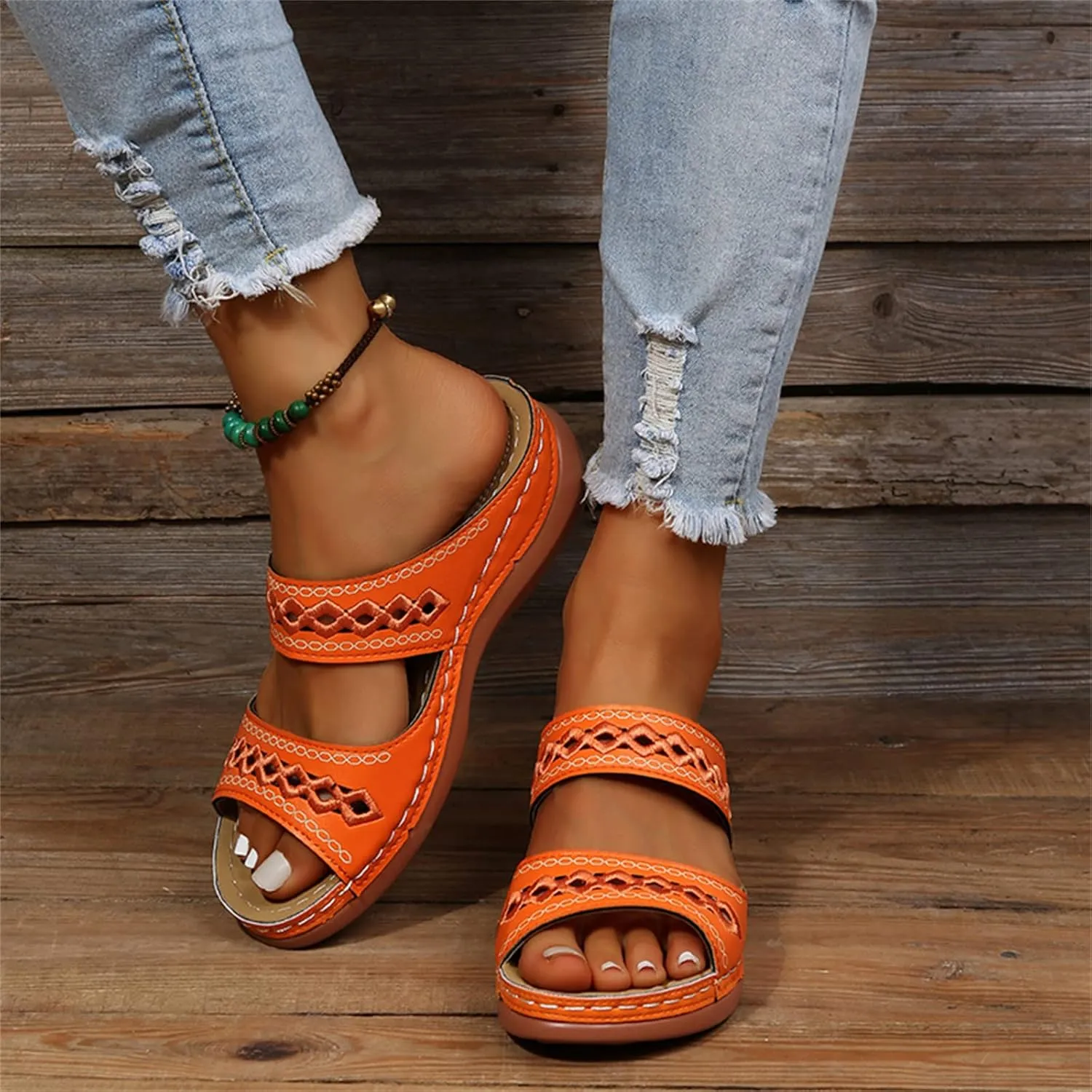 Sandals Women Dressy Summer Flat Island Cute Casual Beach Shoes Orthopedic Slippers Comfortable Orthotic Flip Flops